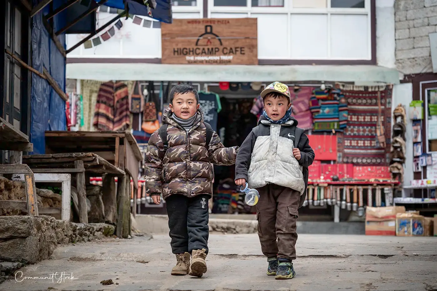 Sherpa children, reflecting the vibrant culture and mountain communities of the Khumbu.
