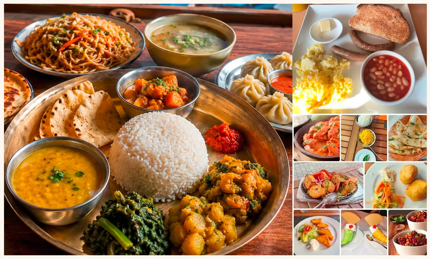 Traditional Nepali food served to trekkers during a Himalayan trekking journey