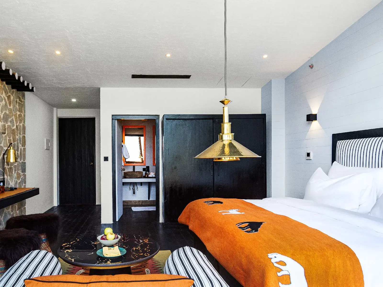 Shinta Mani Mustang luxury hotel surrounded by the dramatic Himalayan landscapes of Upper Mustang, Nepal.