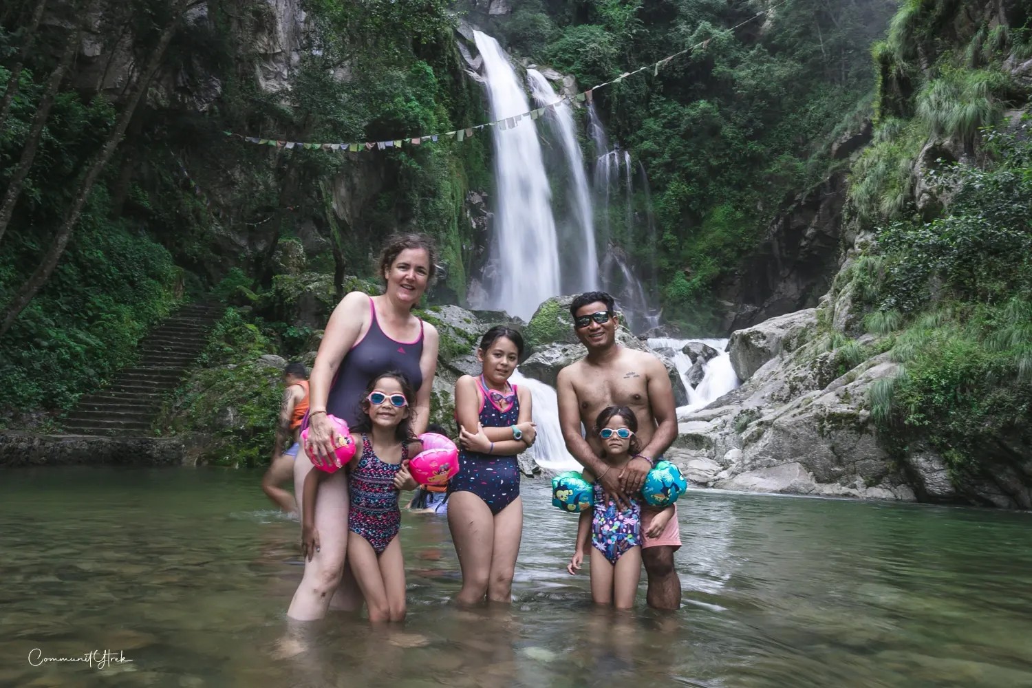 Group photo at Mohani Jharna waterfall, enjoying a memorable moment together in the natural surroundings of Kulekhani.